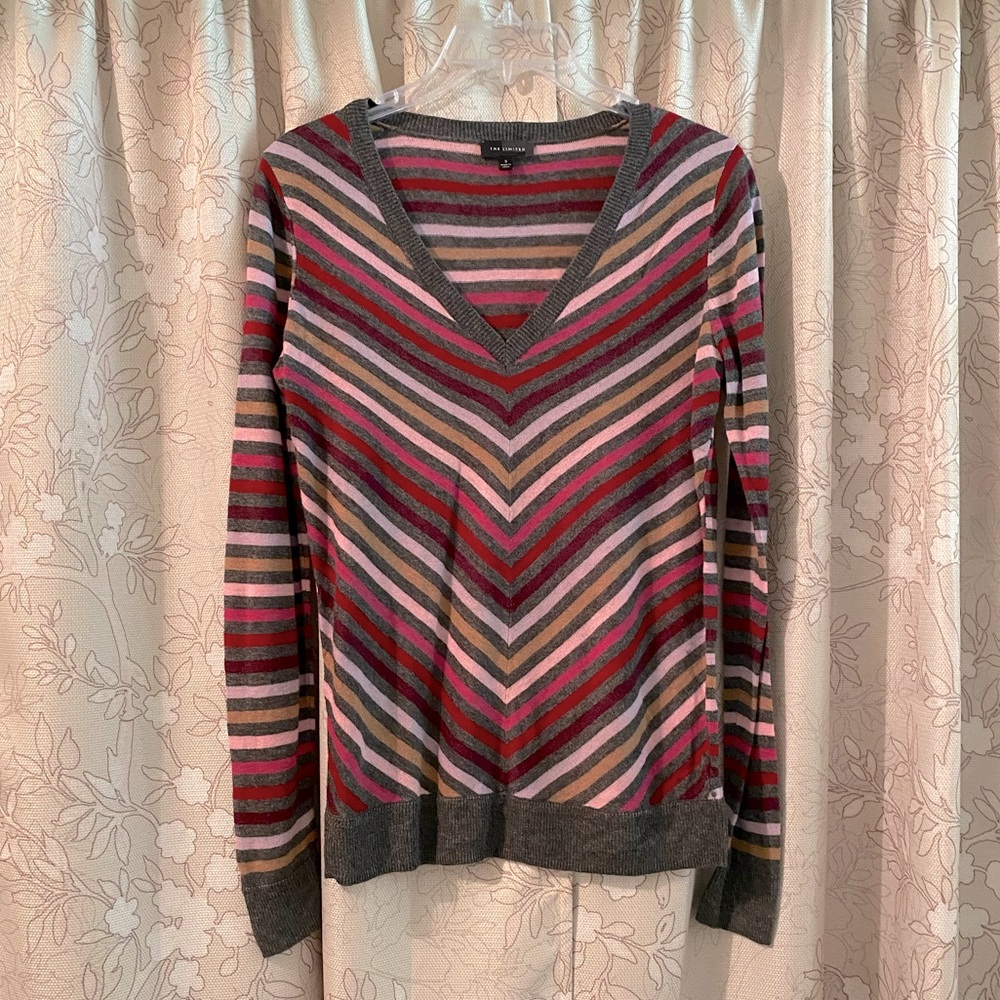 The Limited Striped V Neck Sweater